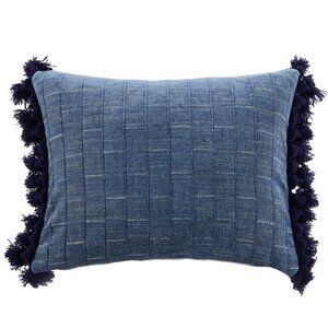NEW Villa Lugano Bennett Chambray Tassel Decorative Pillow 14" x 18"